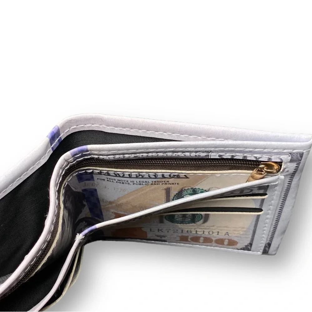 Mens 100 Bill Printed Leather Bifold Novelty Wallet